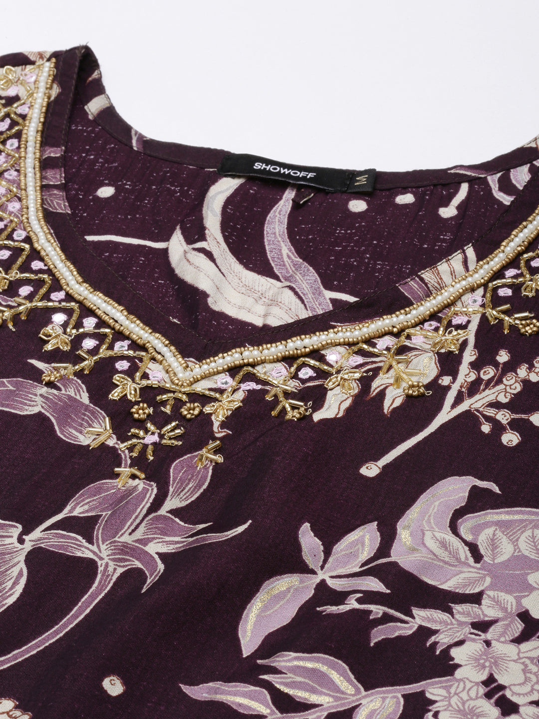 Women Straight Purple Floral Kurta and Trousers Set Comes With Dupatta