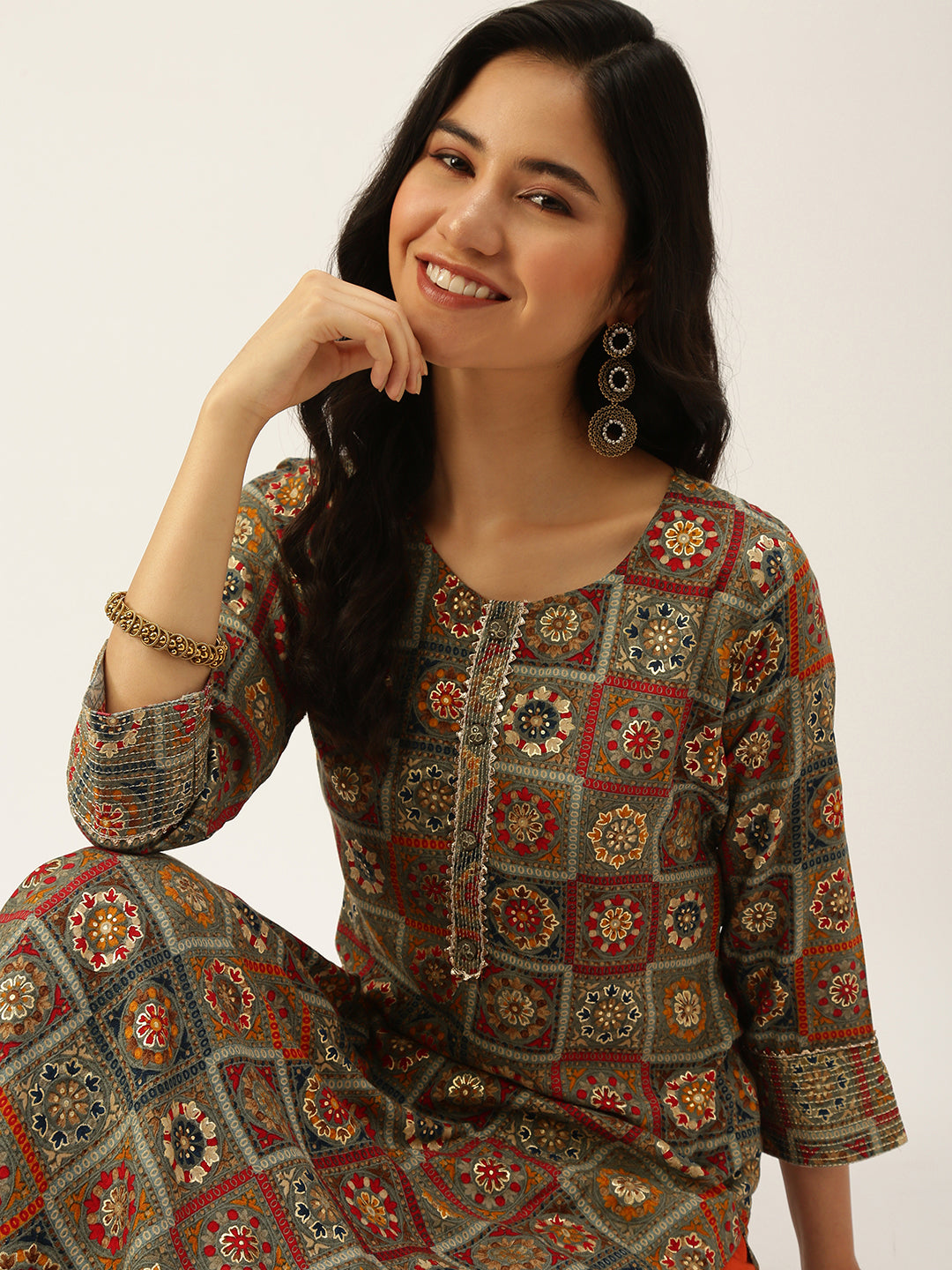 Women's Multicolour Printed Straight Kurtas