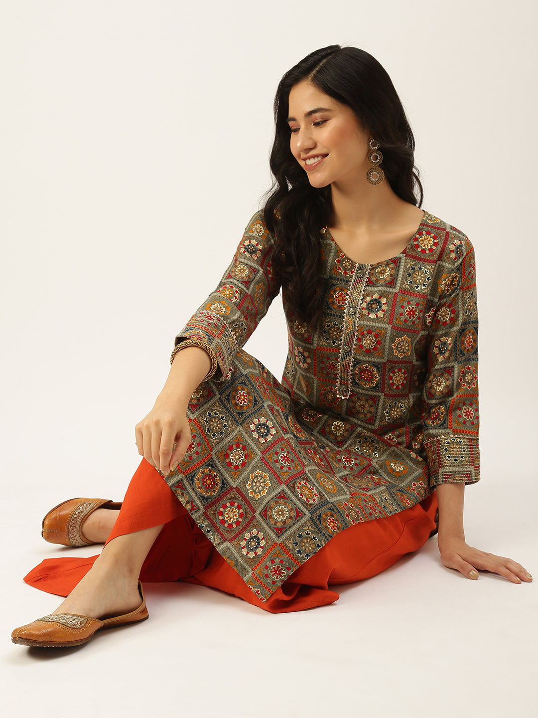 Women's Multicolour Printed Straight Kurtas