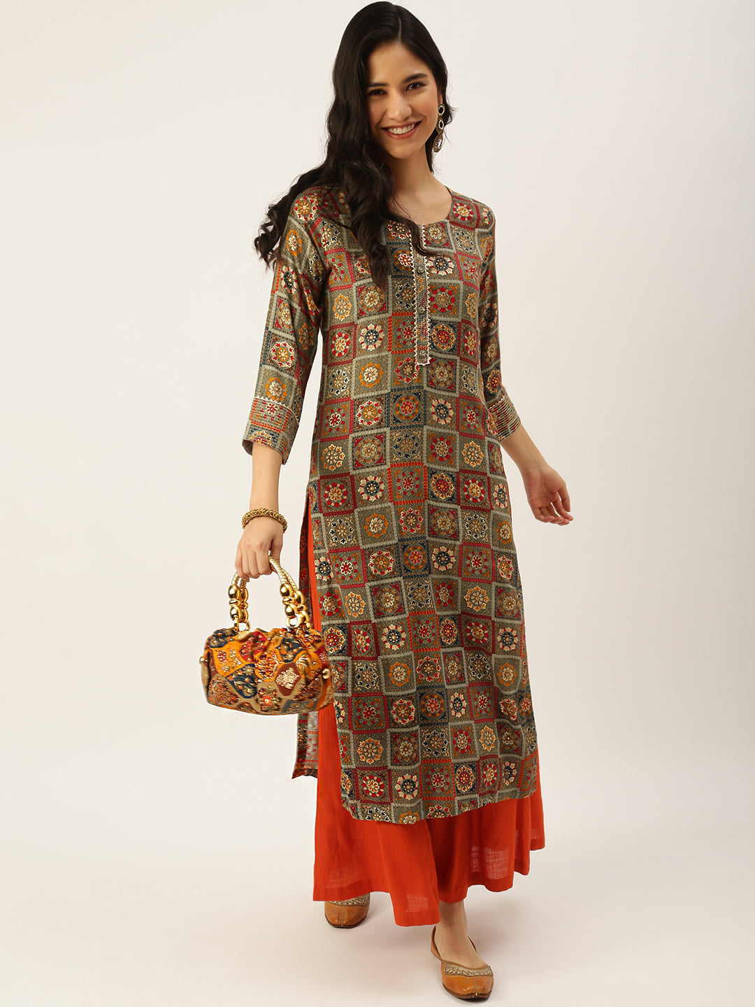 Women's Multicolour Printed Straight Kurtas