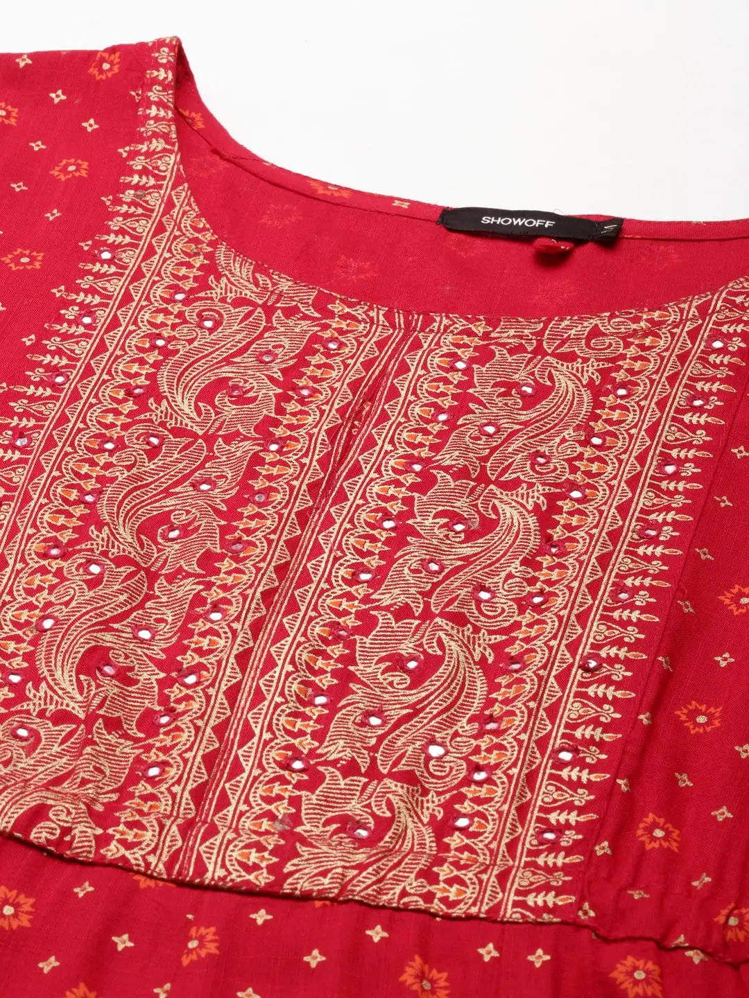 Women's Magenta Printed Anarkali Kurta
