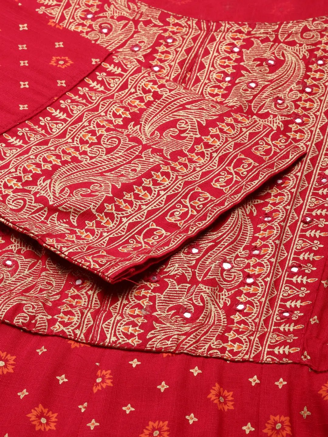 Women's Magenta Printed Anarkali Kurta