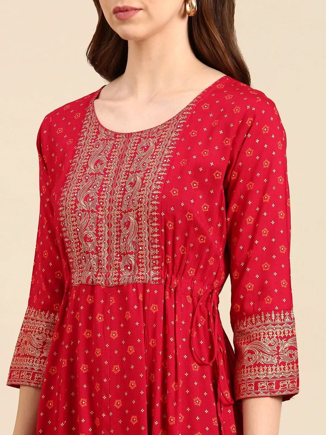 Women's Magenta Printed Anarkali Kurta