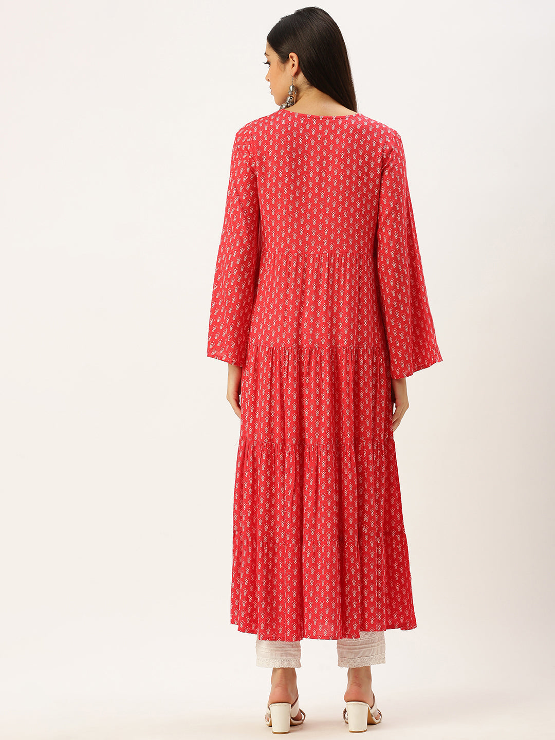 Women's Pink Printed A-Line Kurtas