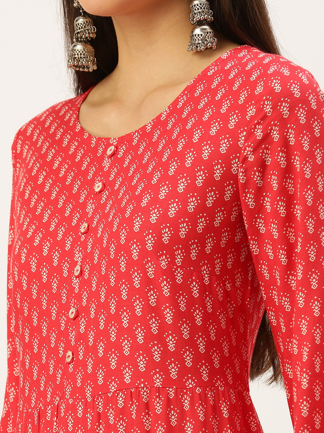 Women's Pink Printed A-Line Kurtas