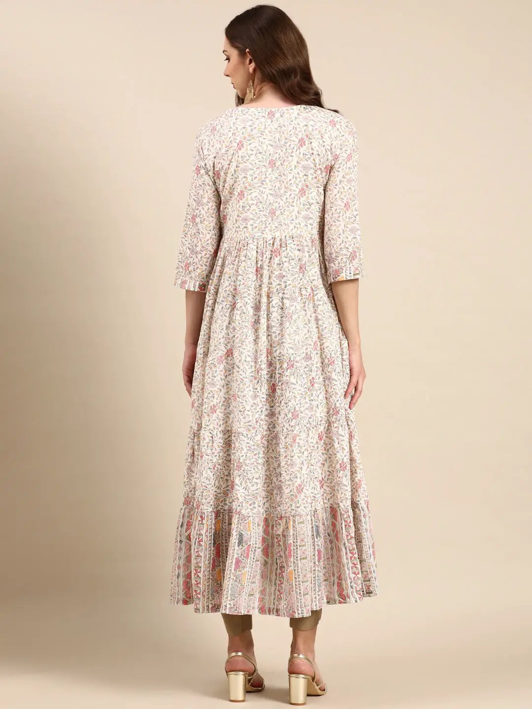 Women's Off White Printed Anarkali Kurta