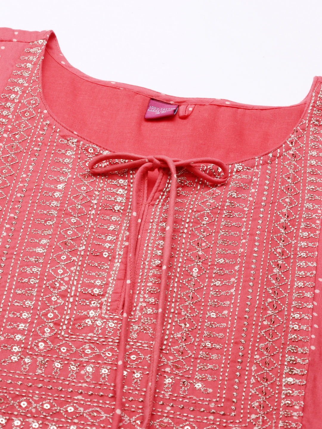 Women's Pink Printed Straight Kurta