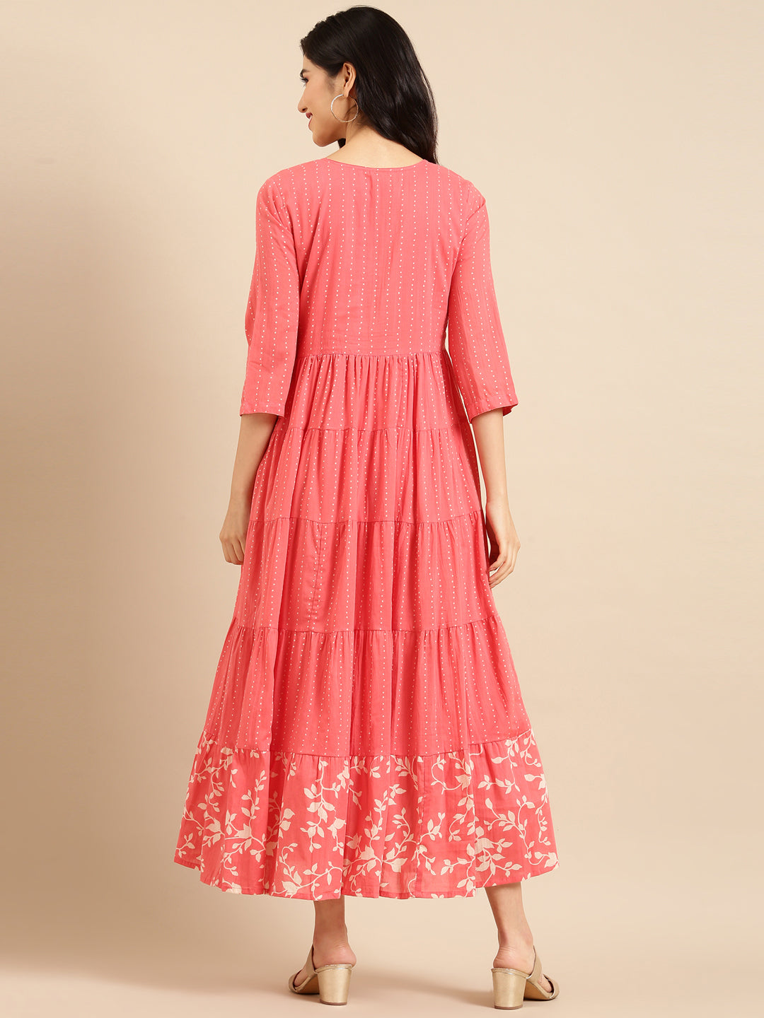 Women's Pink Printed Straight Kurta