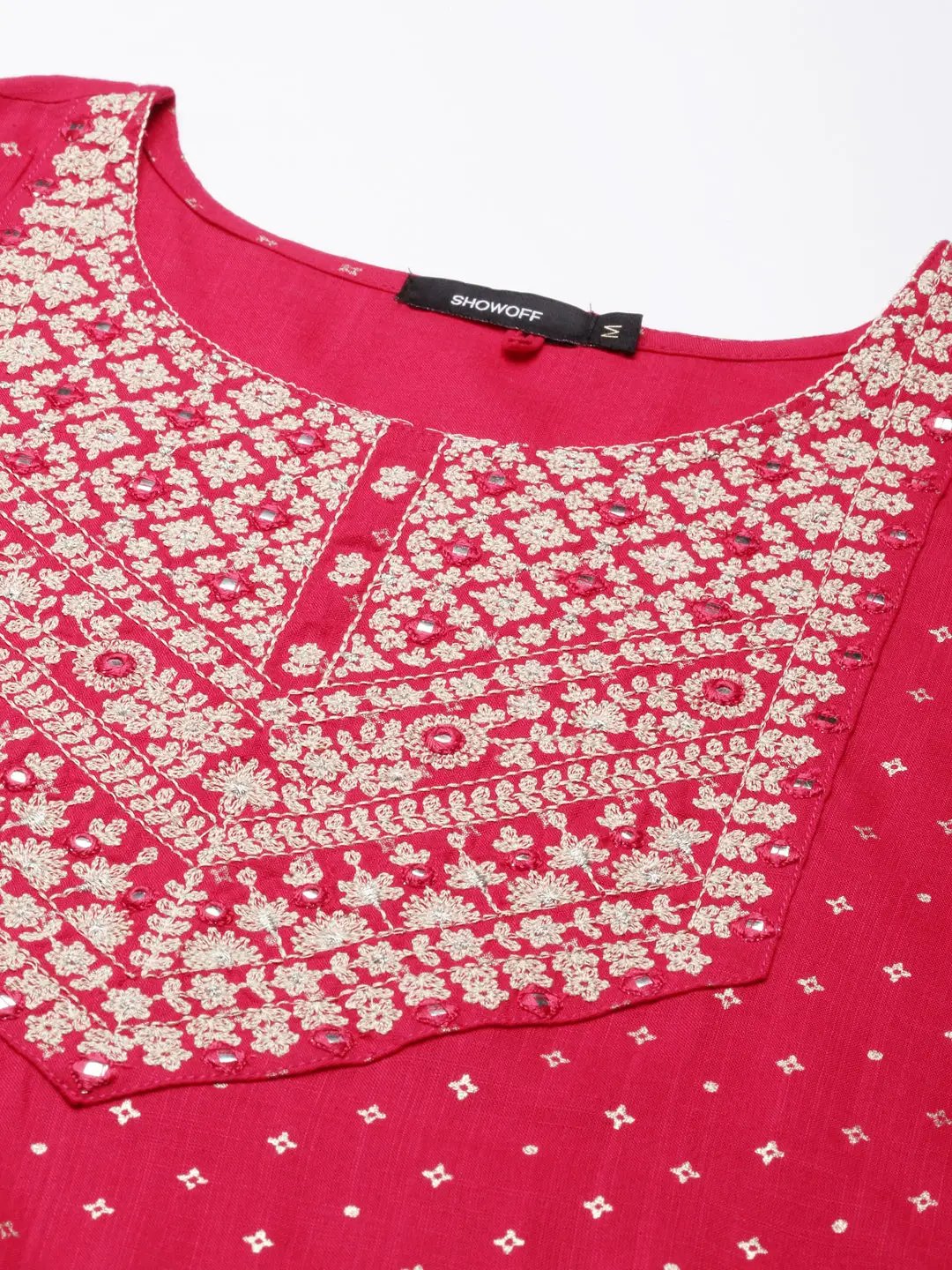 Women's Fuchsia Geometrical Kurta Set