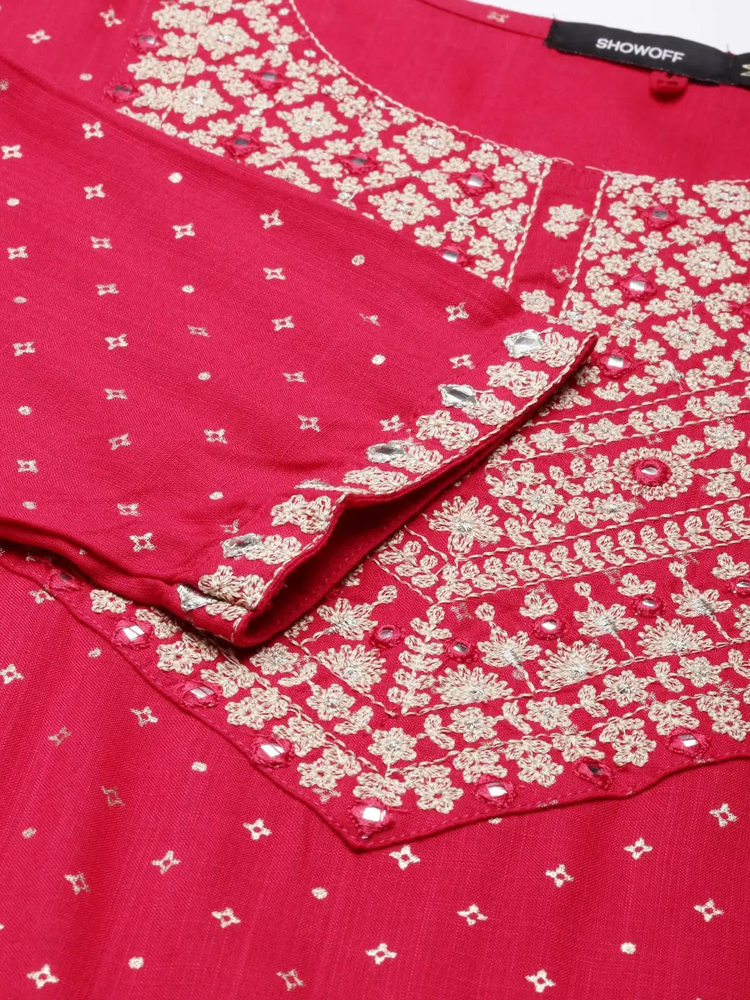 Women's Fuchsia Geometrical Kurta Set