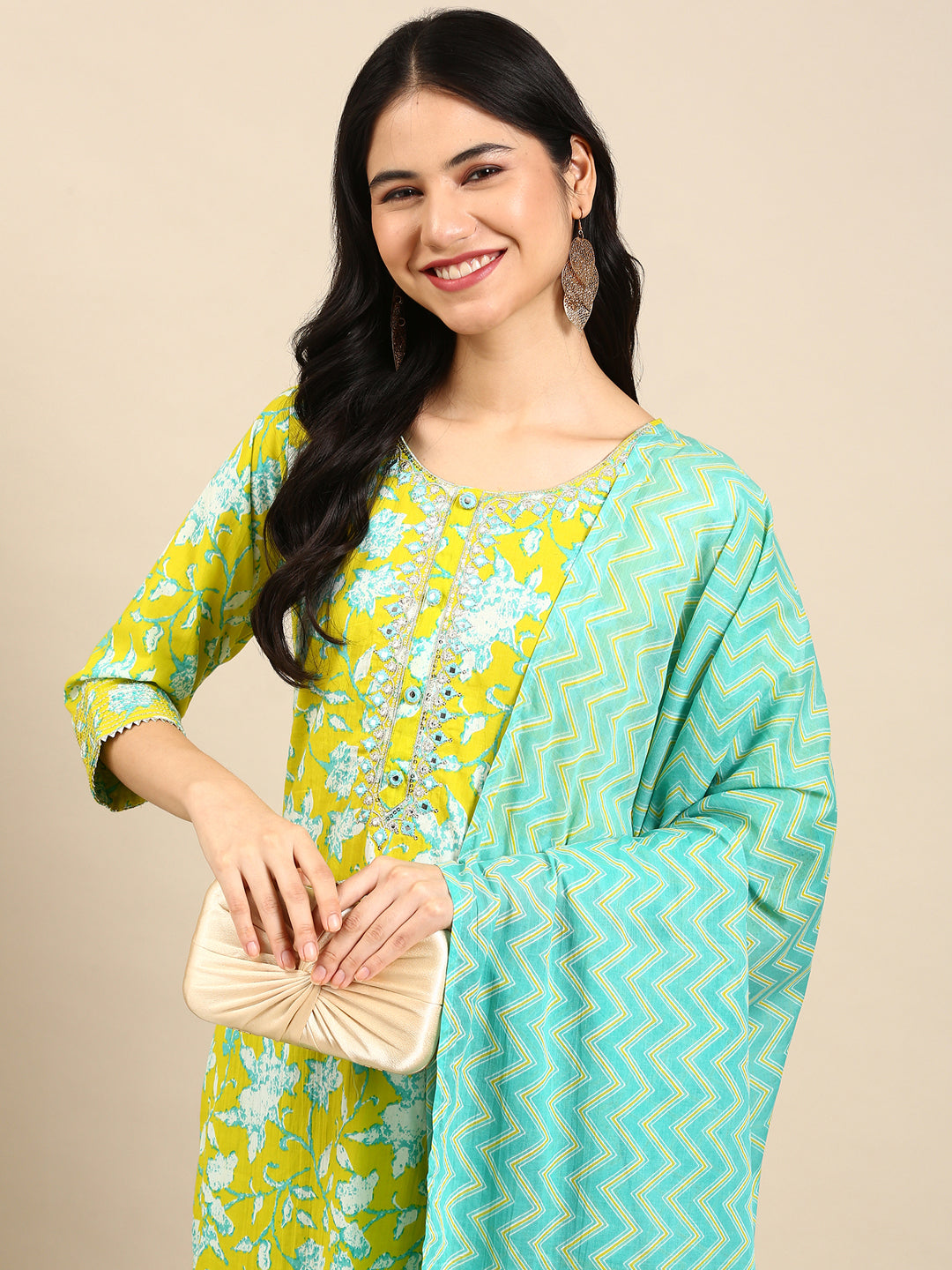 Women's Green Floral Kurta Set