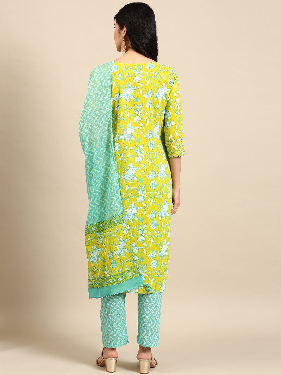 Women's Green Floral Kurta Set