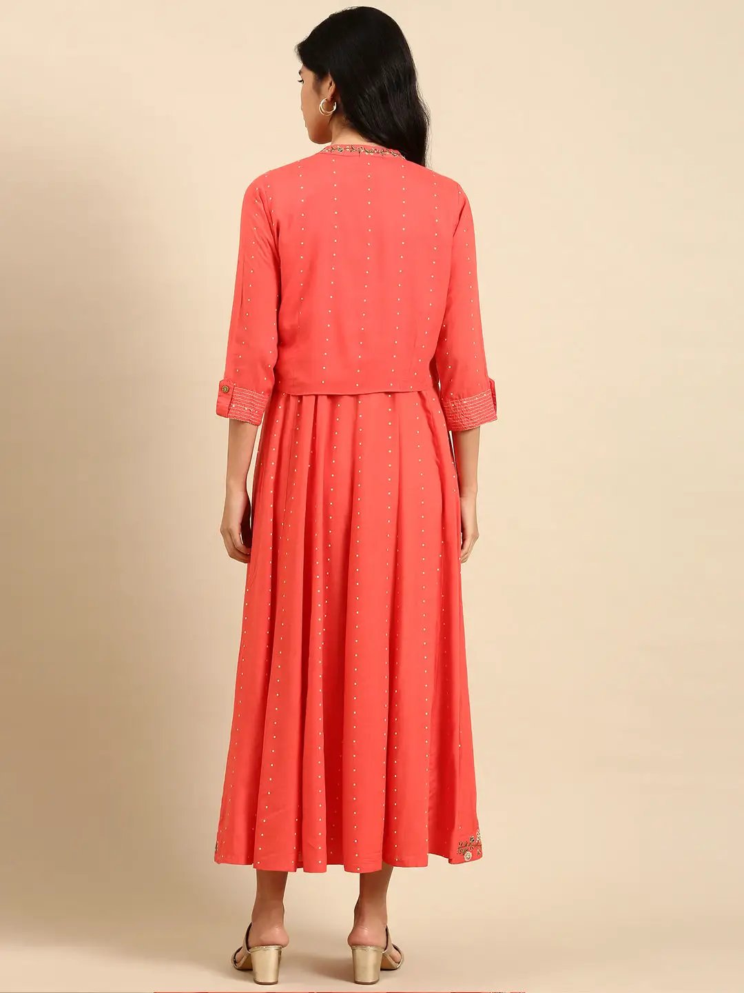 Women's Coral Printed Anarkali Kurta