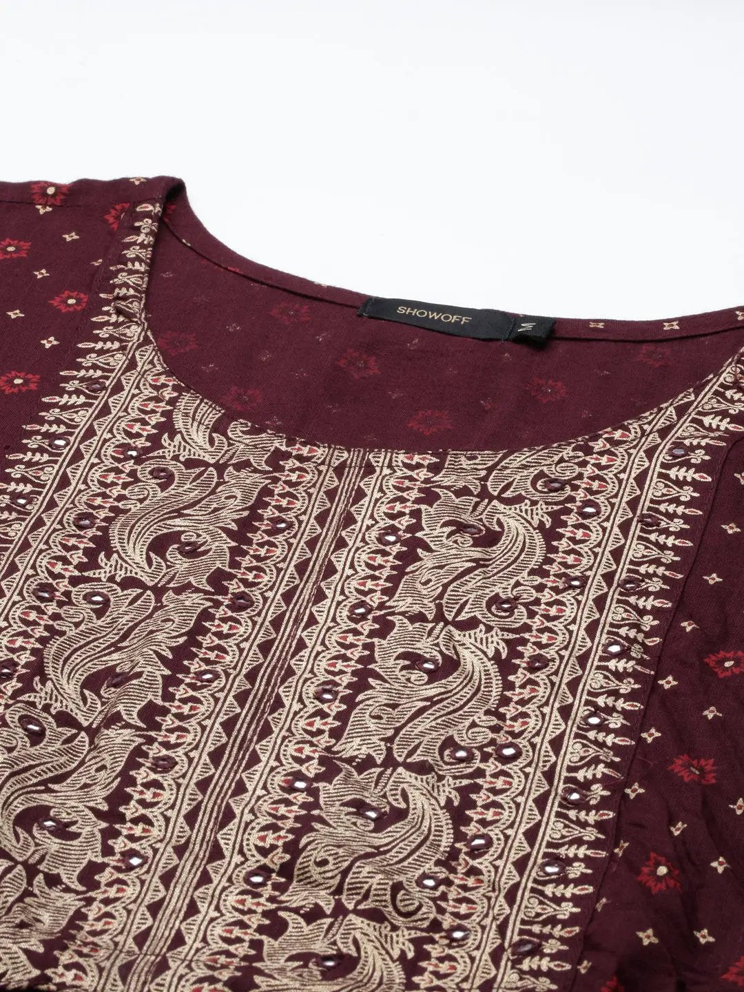 Women's Burgundy Printed Anarkali Kurta