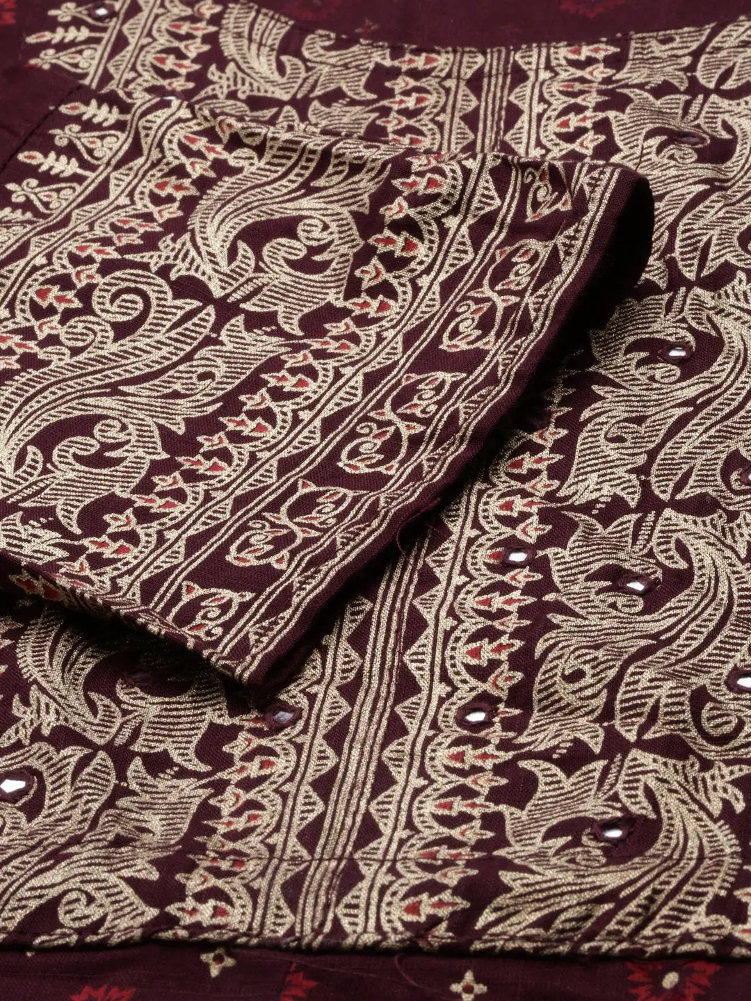 Women's Burgundy Printed Anarkali Kurta