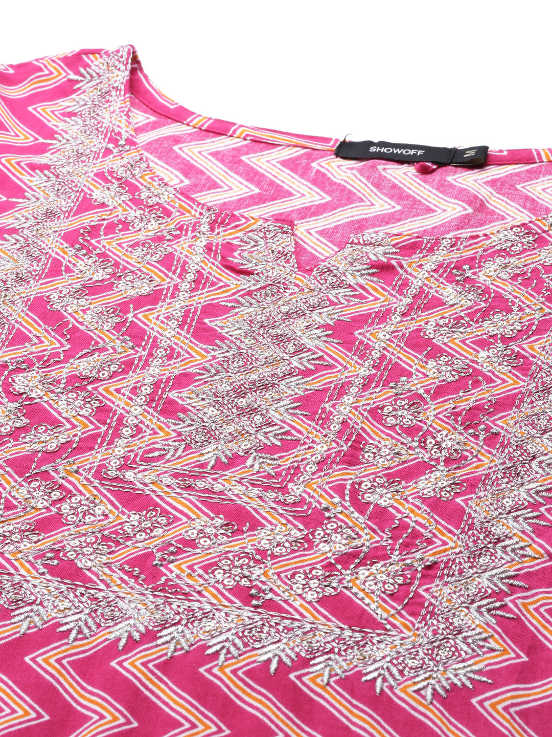 Women's Pink Printed Straight Kurta