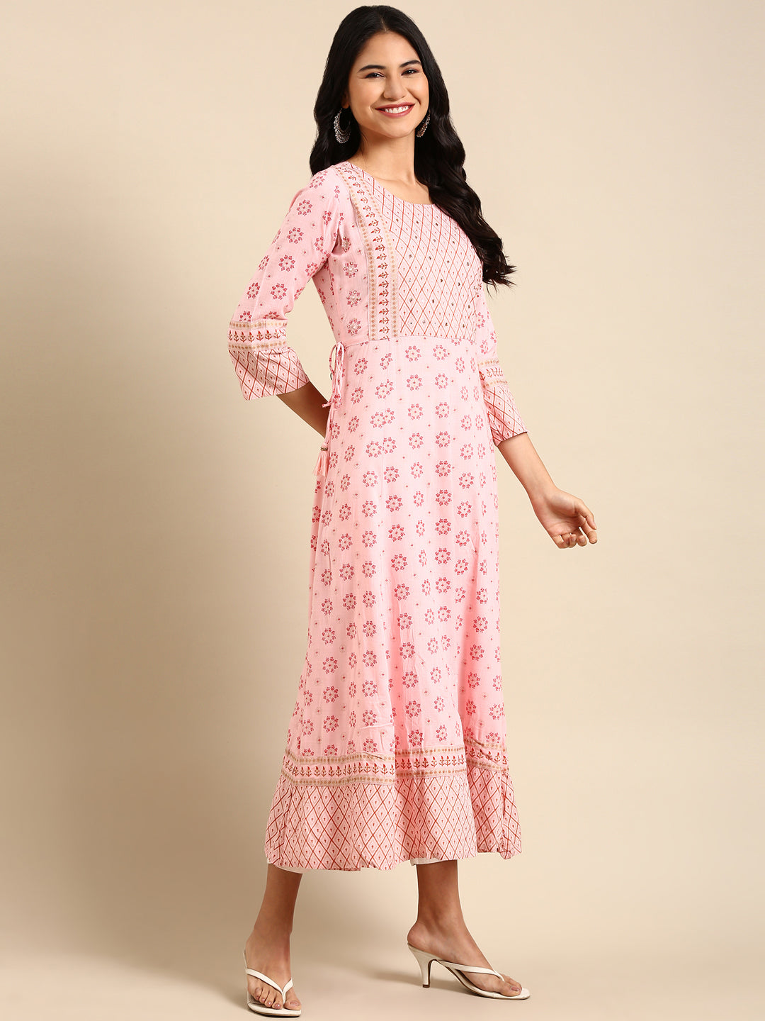 Women's Pink Printed Anarkali Kurta