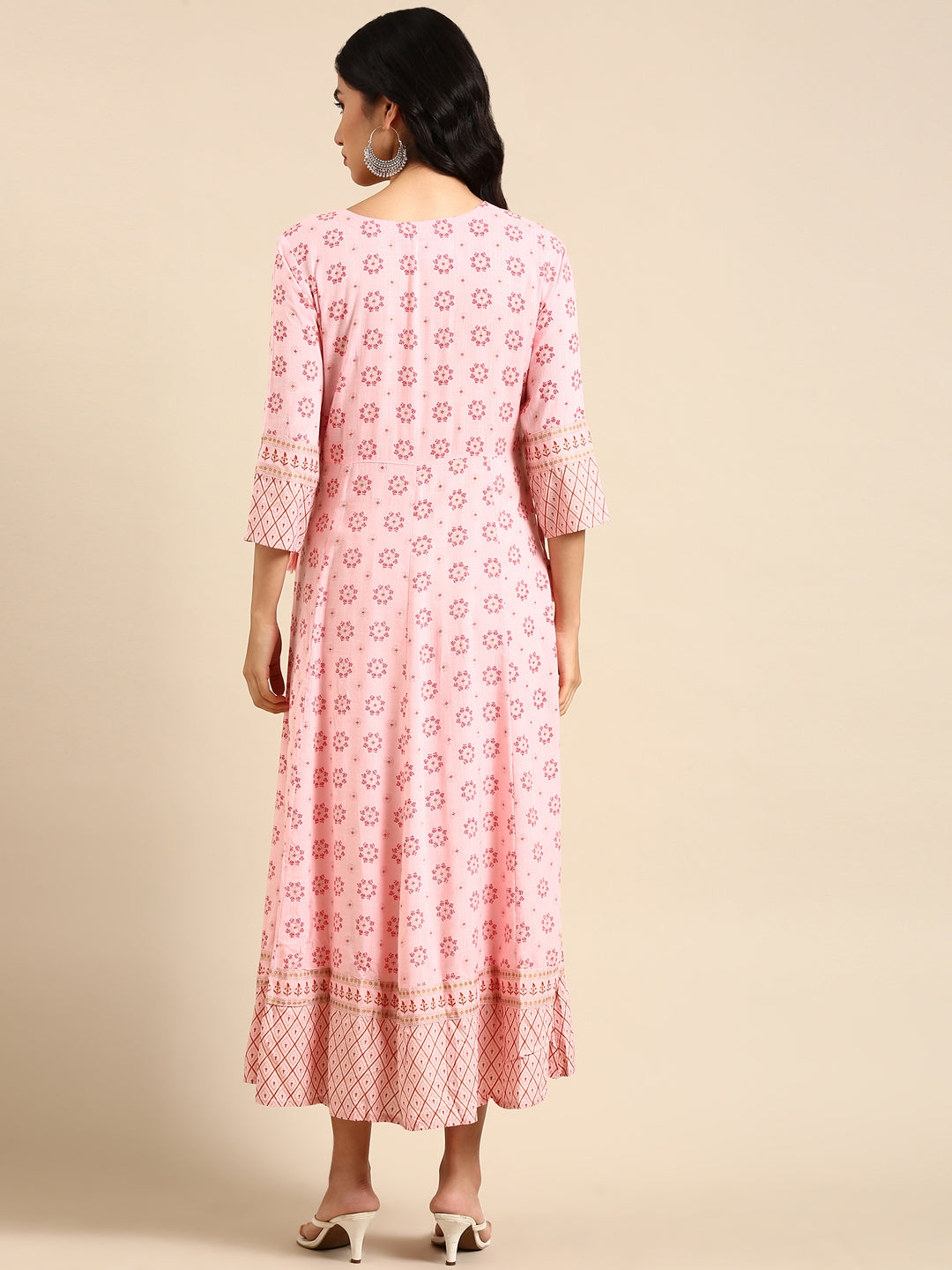 Women's Pink Printed Anarkali Kurta