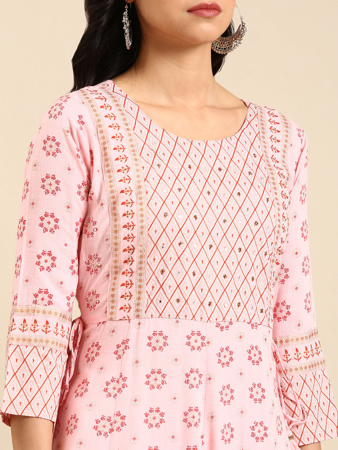 Women's Pink Printed Anarkali Kurta