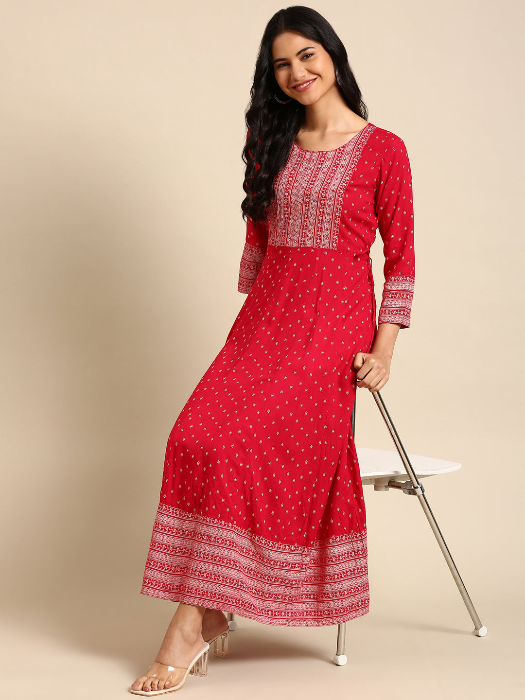 Women's Purple Printed Straight Kurta