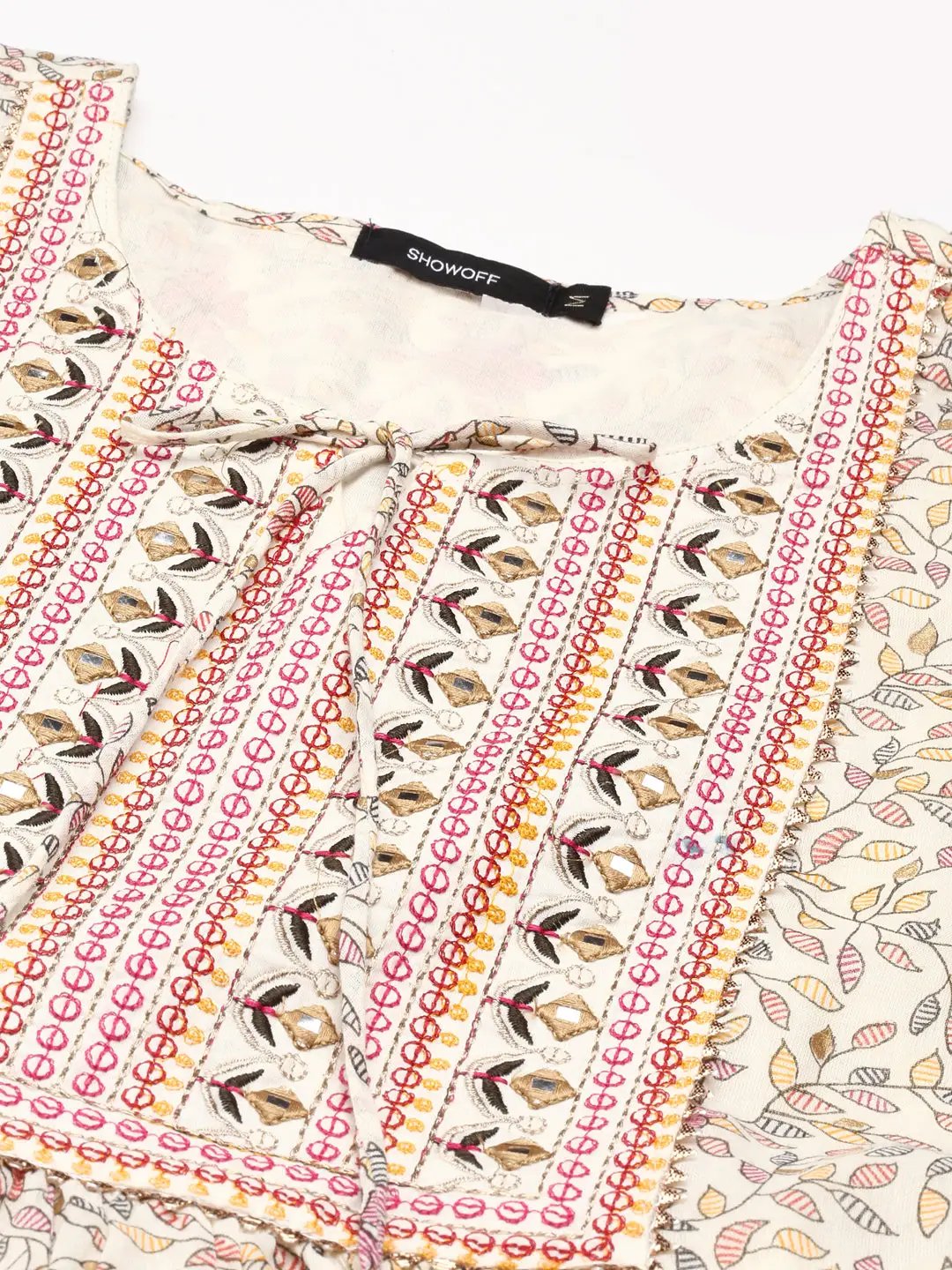 Women's Beige Printed Anarkali Kurta