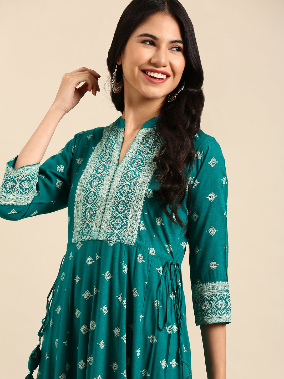 Women's Blue Printed Anarkali Kurta