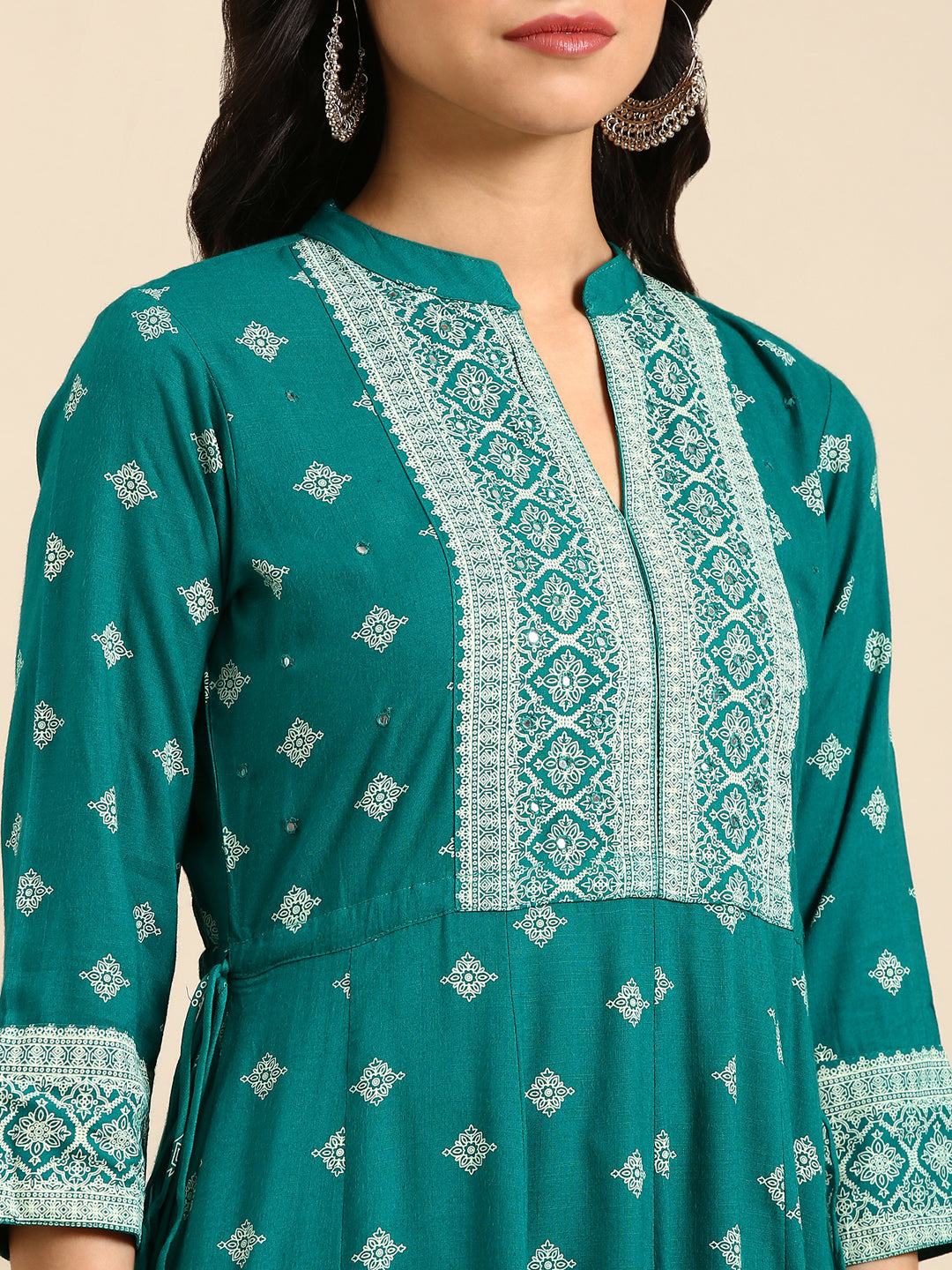 Women's Blue Printed Anarkali Kurta