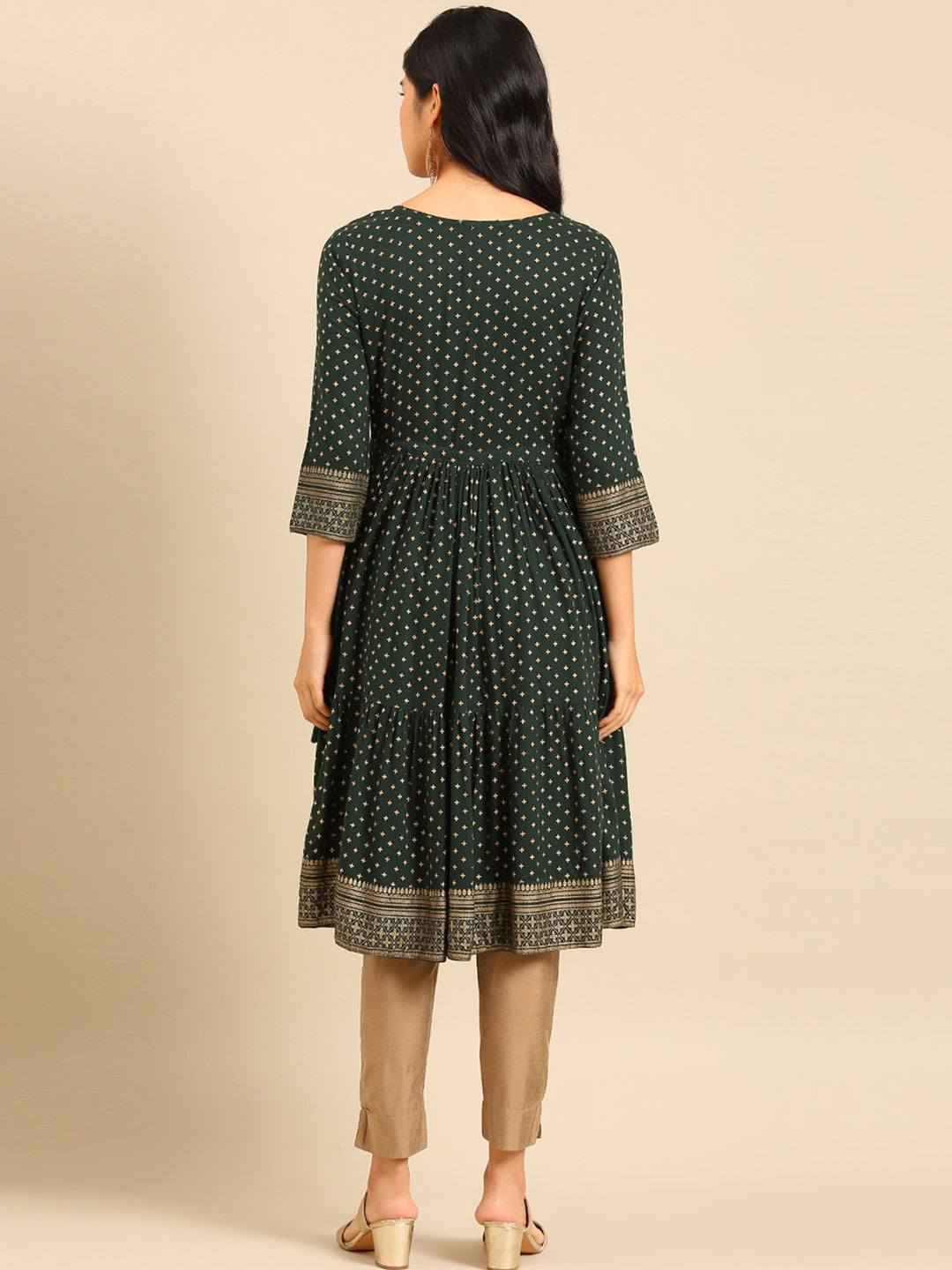 Women's Green Printed Anarkali Kurta