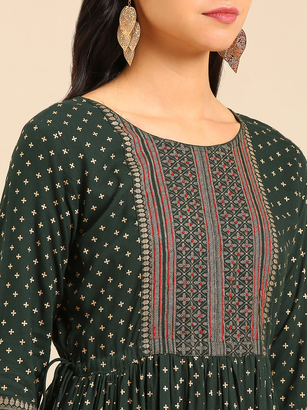 Women's Green Printed Anarkali Kurta