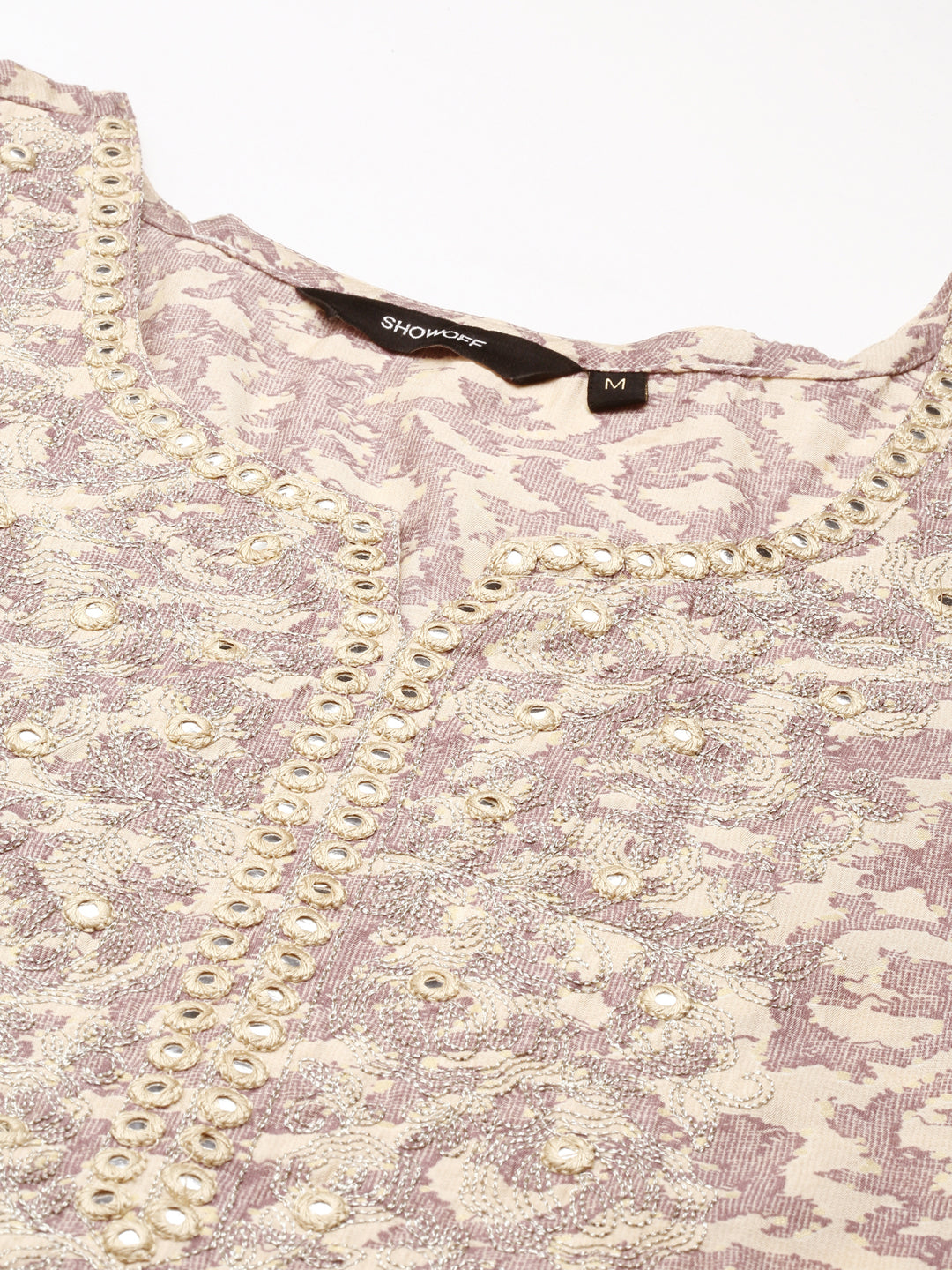 Women's Beige Printed Straight Kurta