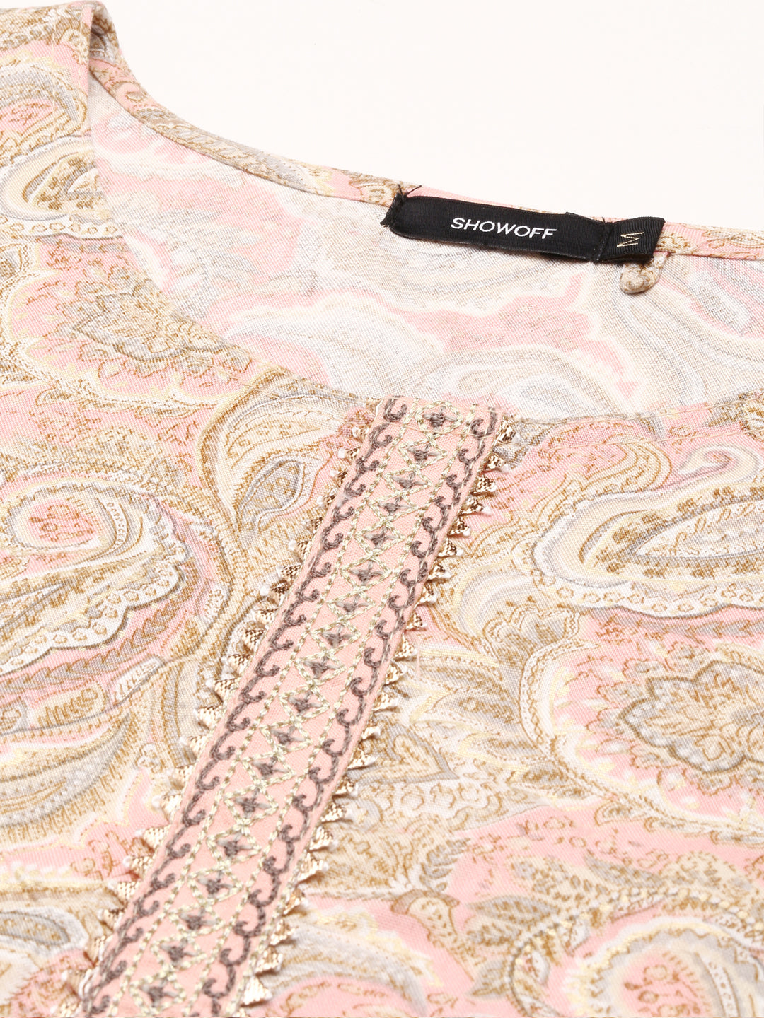 Women's Beige Printed Straight Kurta