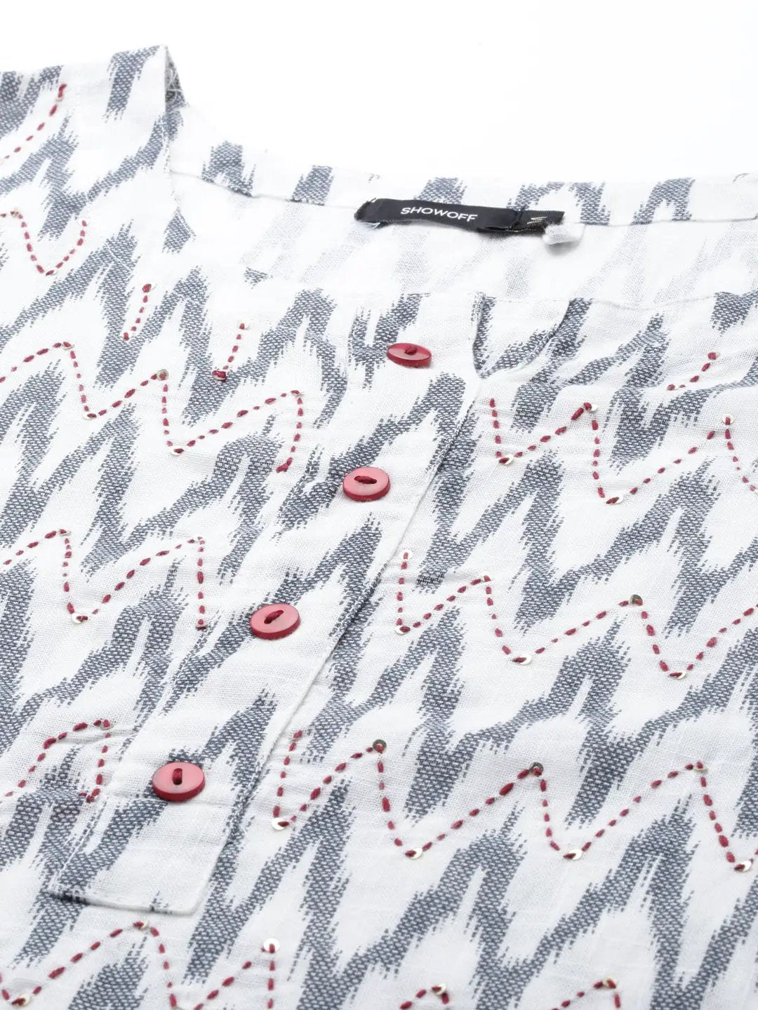 Women's White Printed Straight Kurta