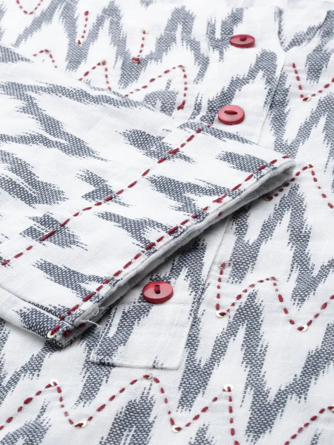 Women's White Printed Straight Kurta