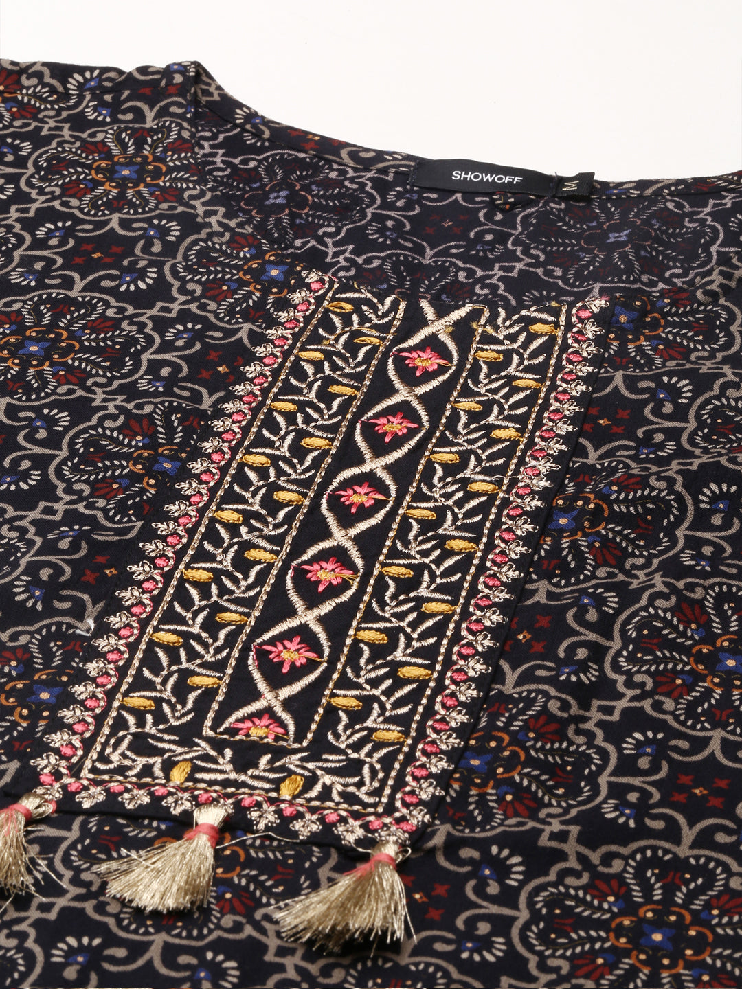 Women's Black Printed Straight Kurta