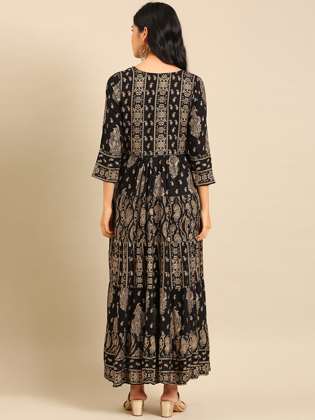 Women's Black Printed Anarkali Kurta