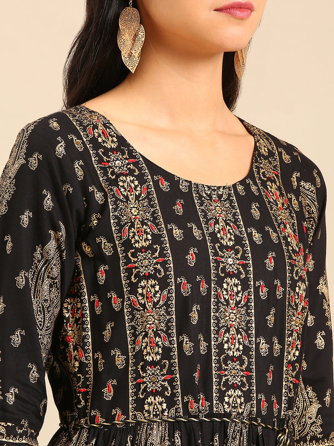 Women's Black Printed Anarkali Kurta