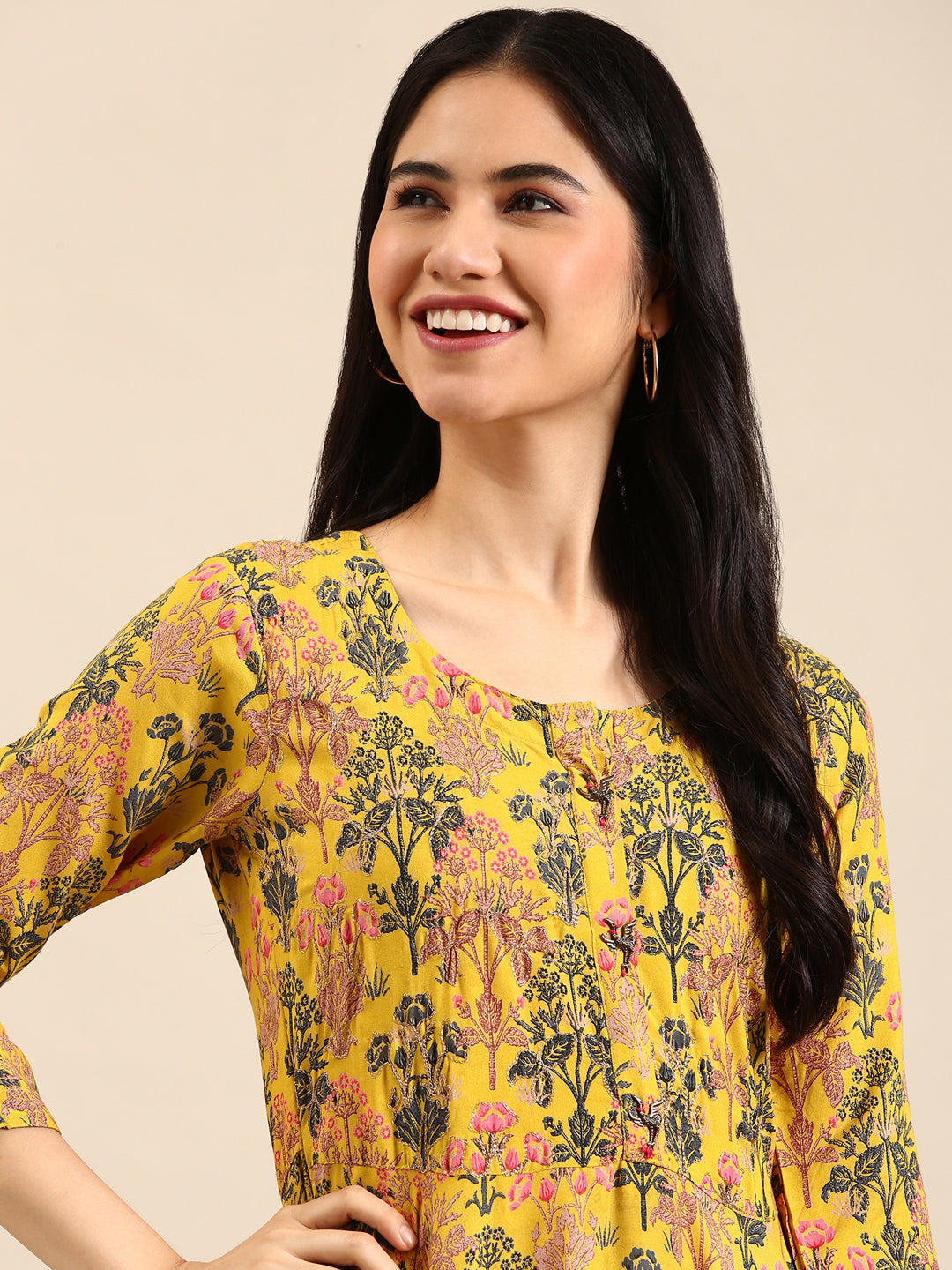 Women's Yellow Embellished Anarkali Kurta