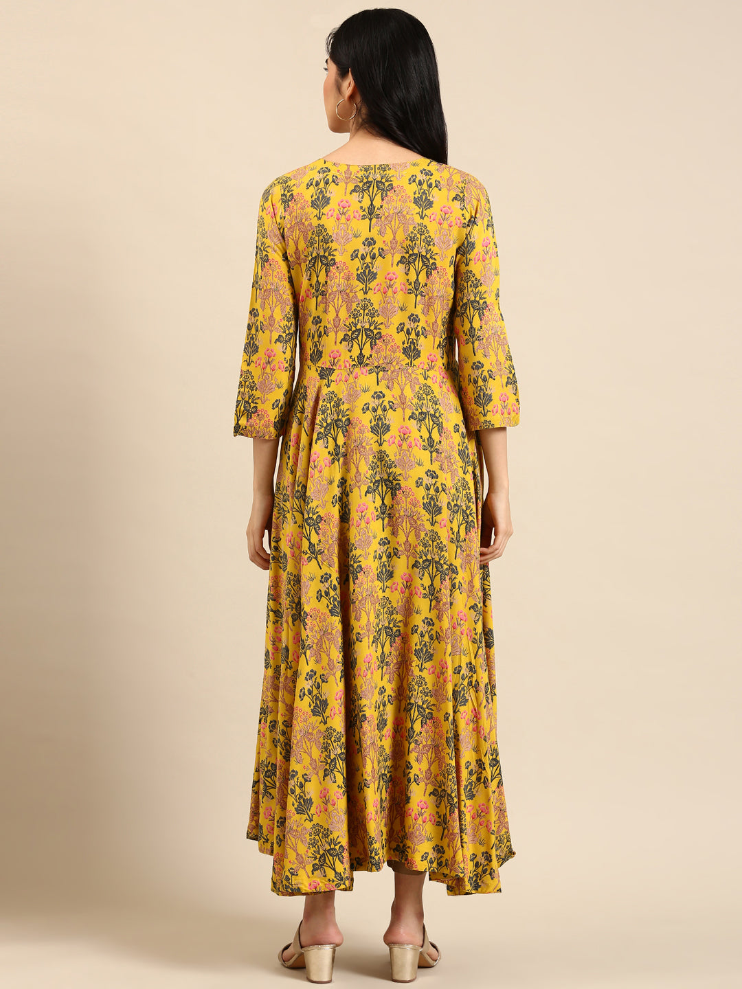 Women's Yellow Embellished Anarkali Kurta