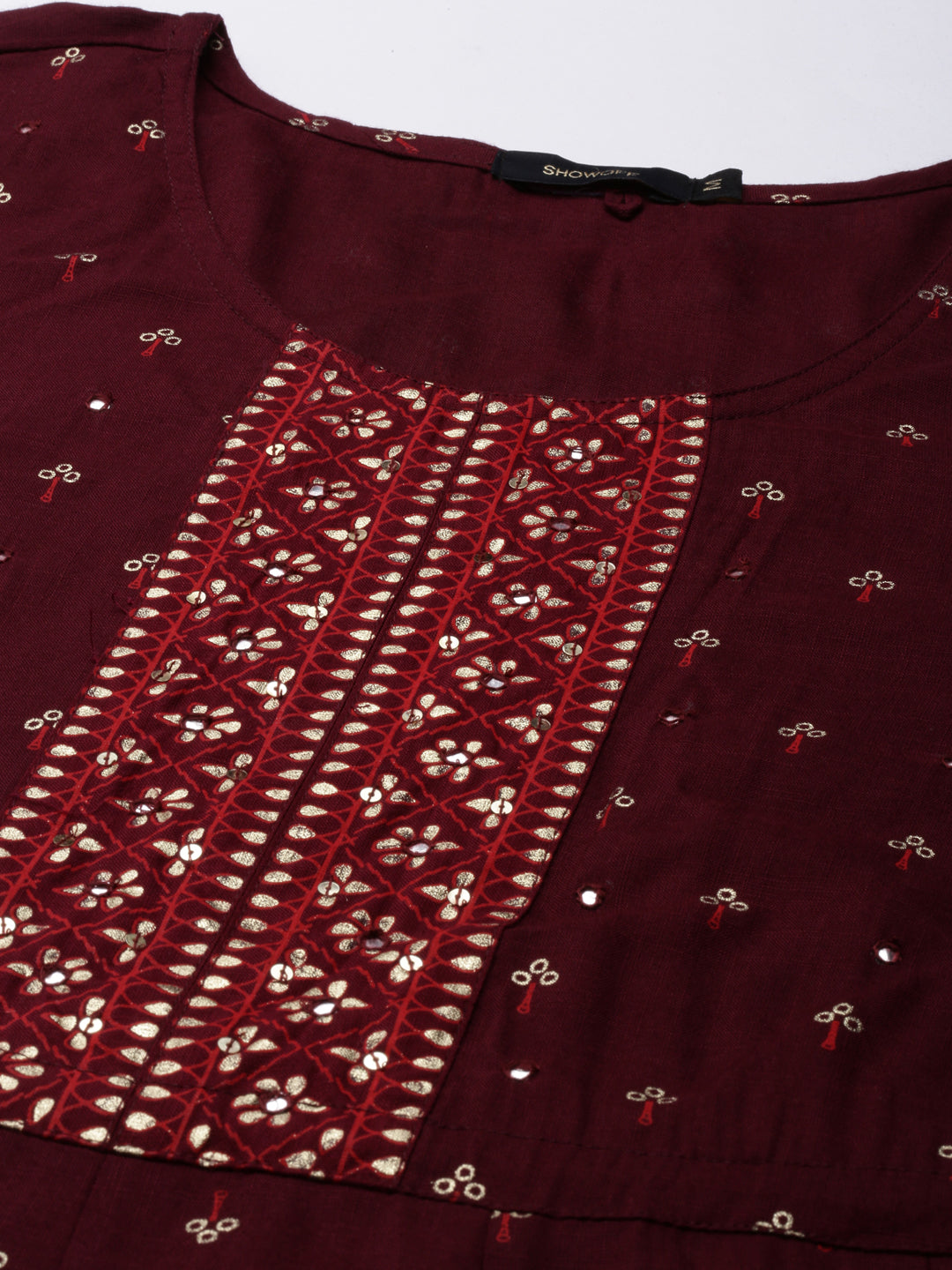 Women Maroon Floral Anarkali Kurta