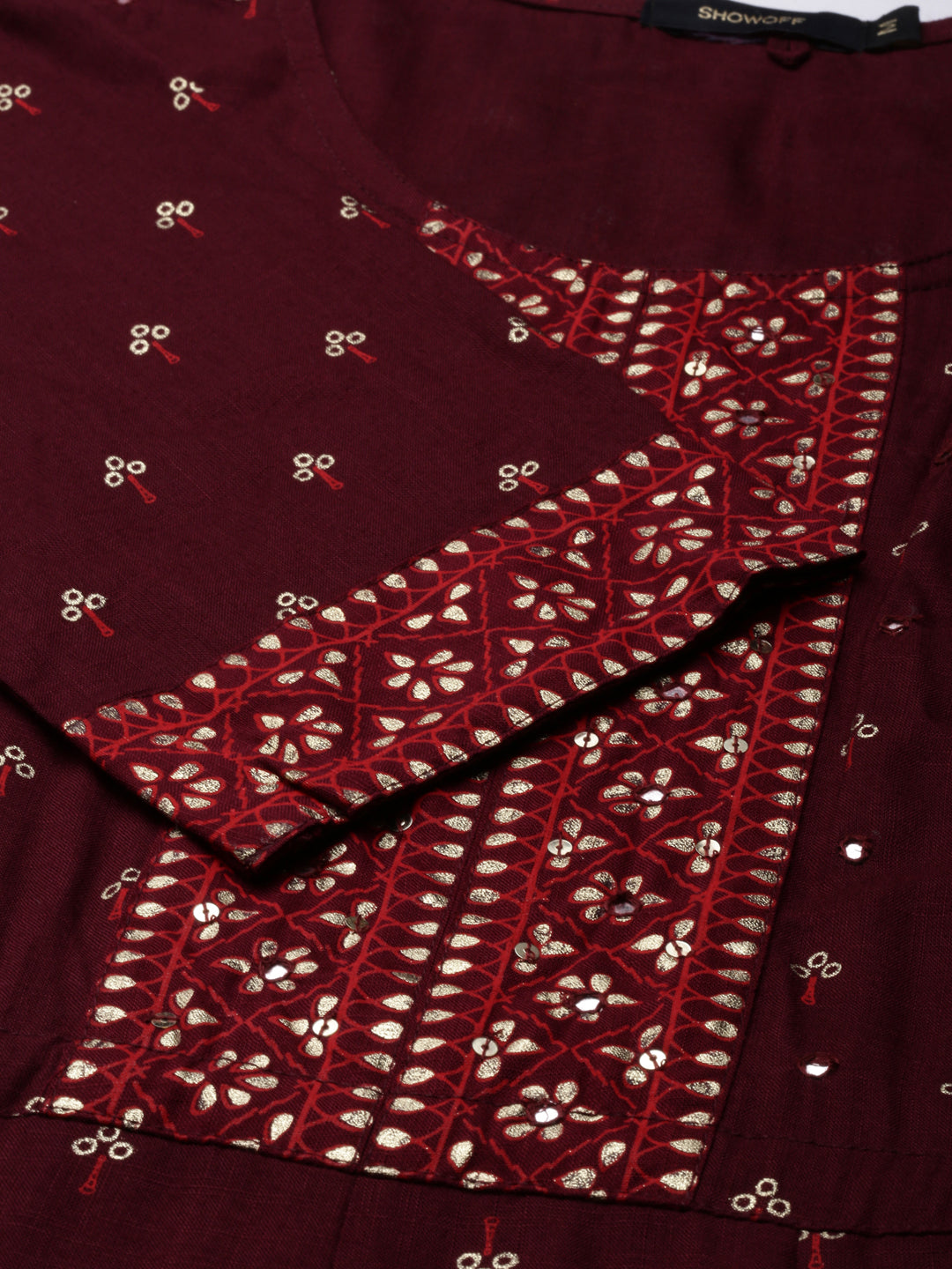 Women Maroon Floral Anarkali Kurta