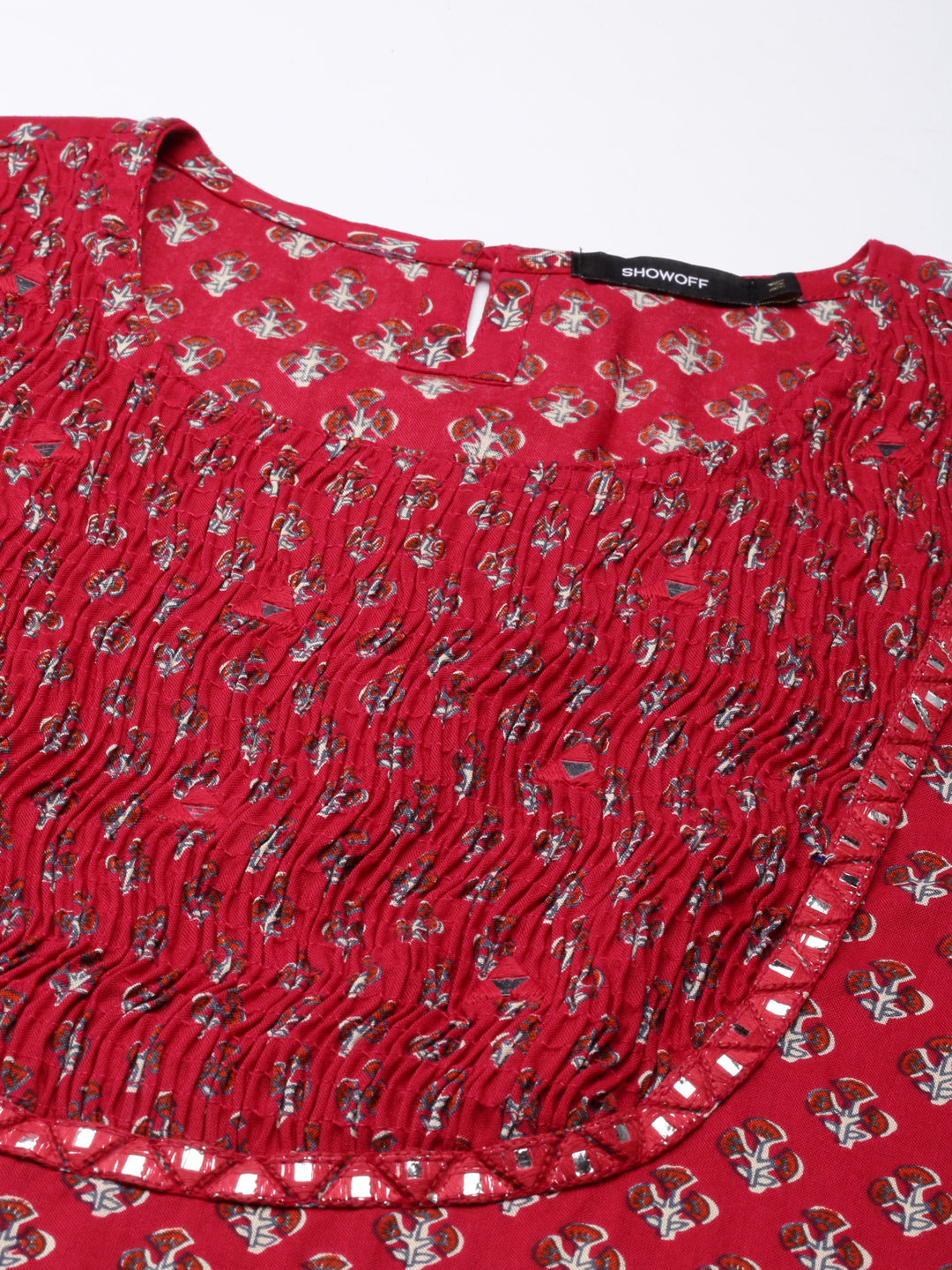 Women's Fuchsia Floral Printed Cotton Straight Kurta