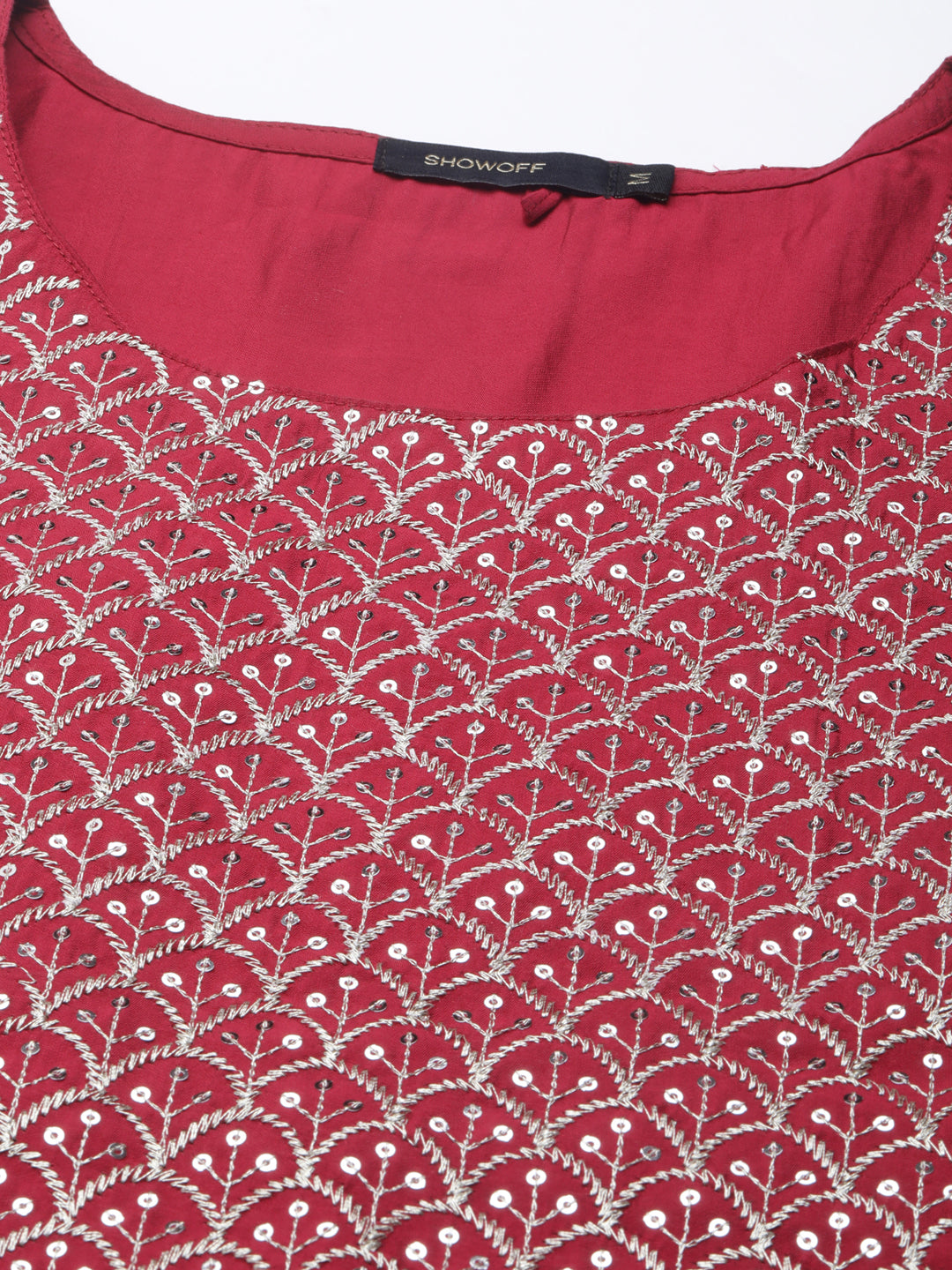 Women Maroon Solid Straight Kurta