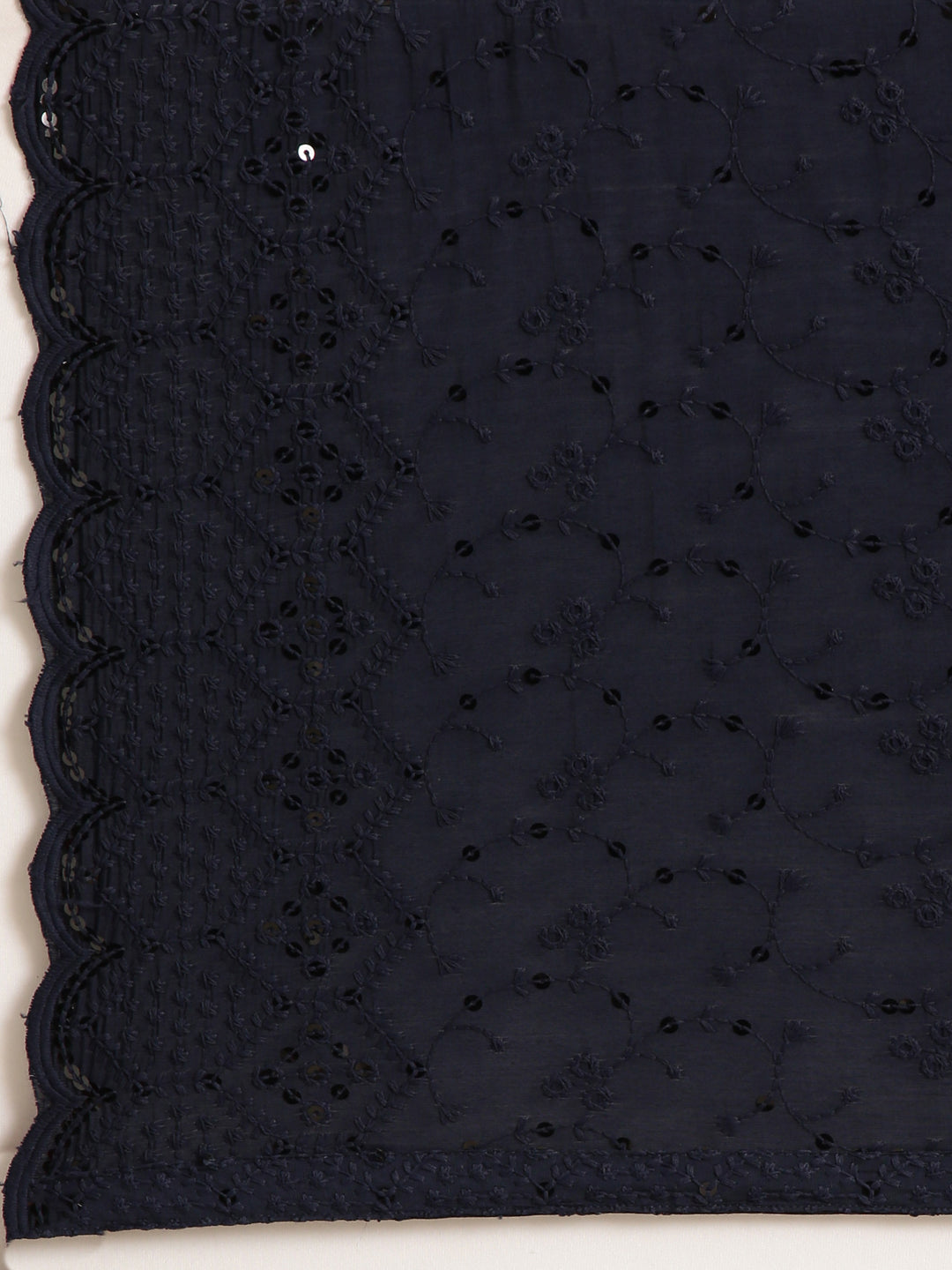 Women's Straight Navy Blue Solid Kurta Sets with Trousers & Dupatta