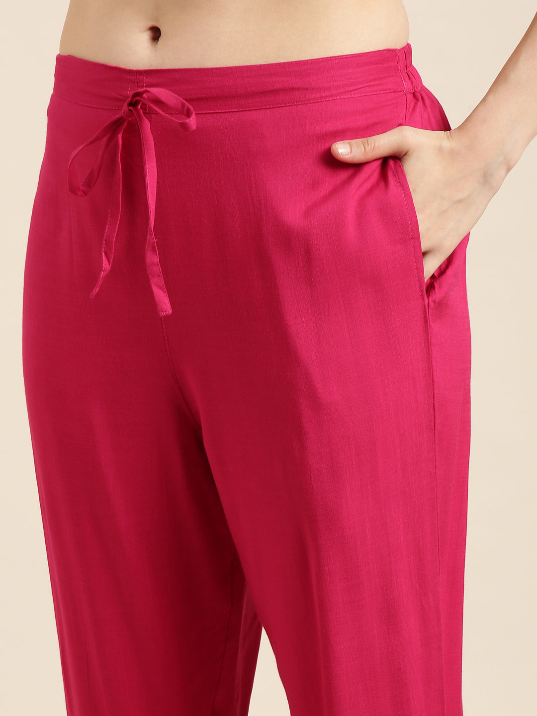 Women's Straight Pink Floral Kurta and Trousers Set Comes With Dupatta