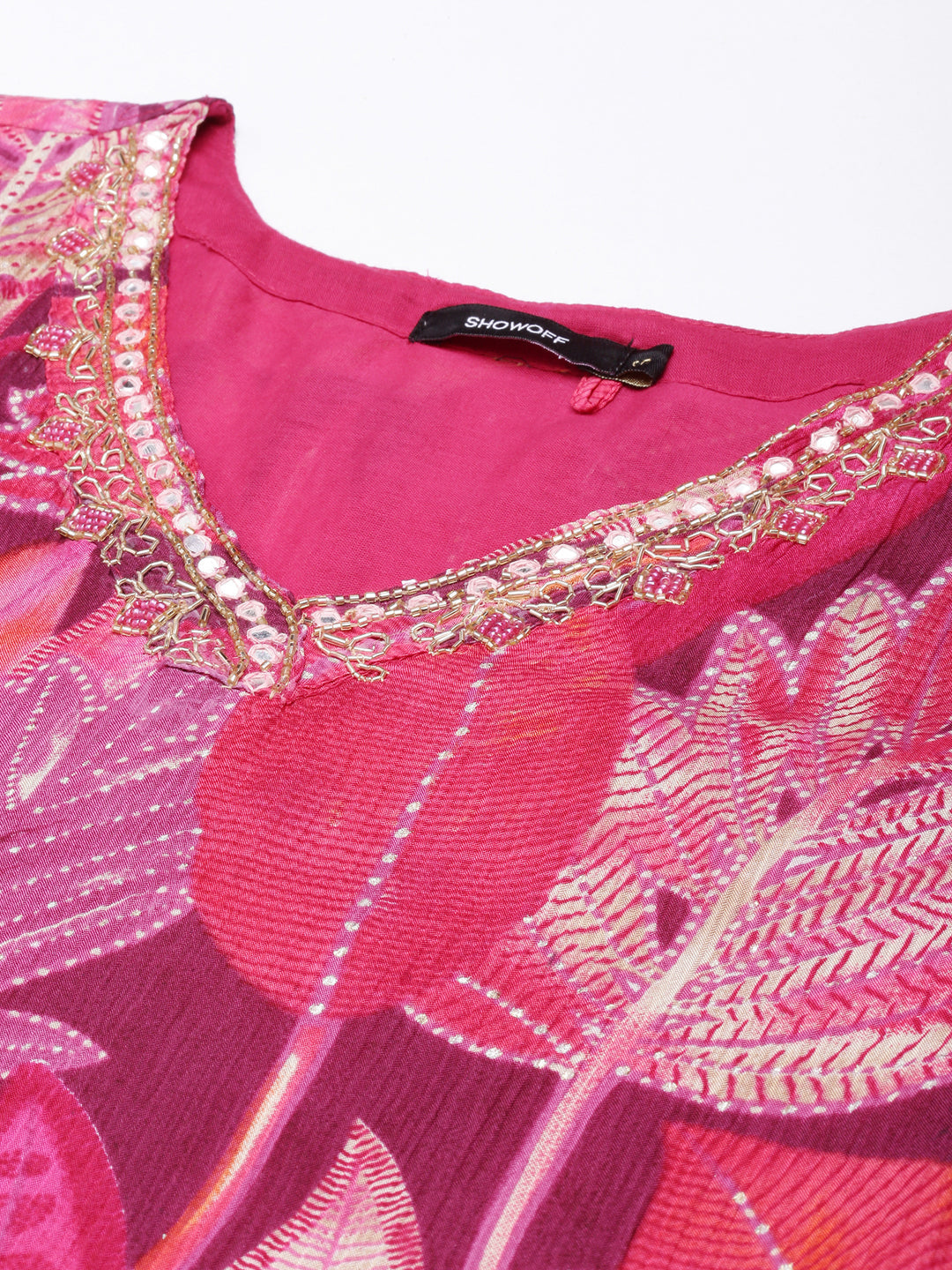 Women's Straight Pink Floral Kurta and Trousers Set Comes With Dupatta