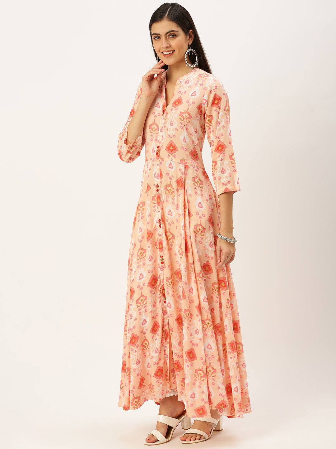 Women's Pink Printed Anarkali Kurtas