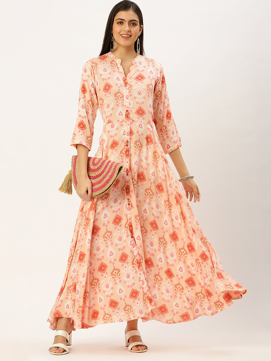 Women's Pink Printed Anarkali Kurtas