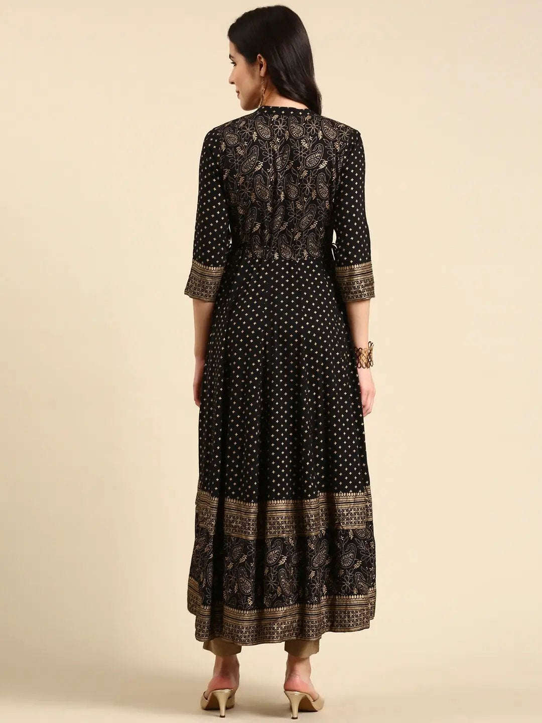 Women's Black Printed Anarkali Kurta