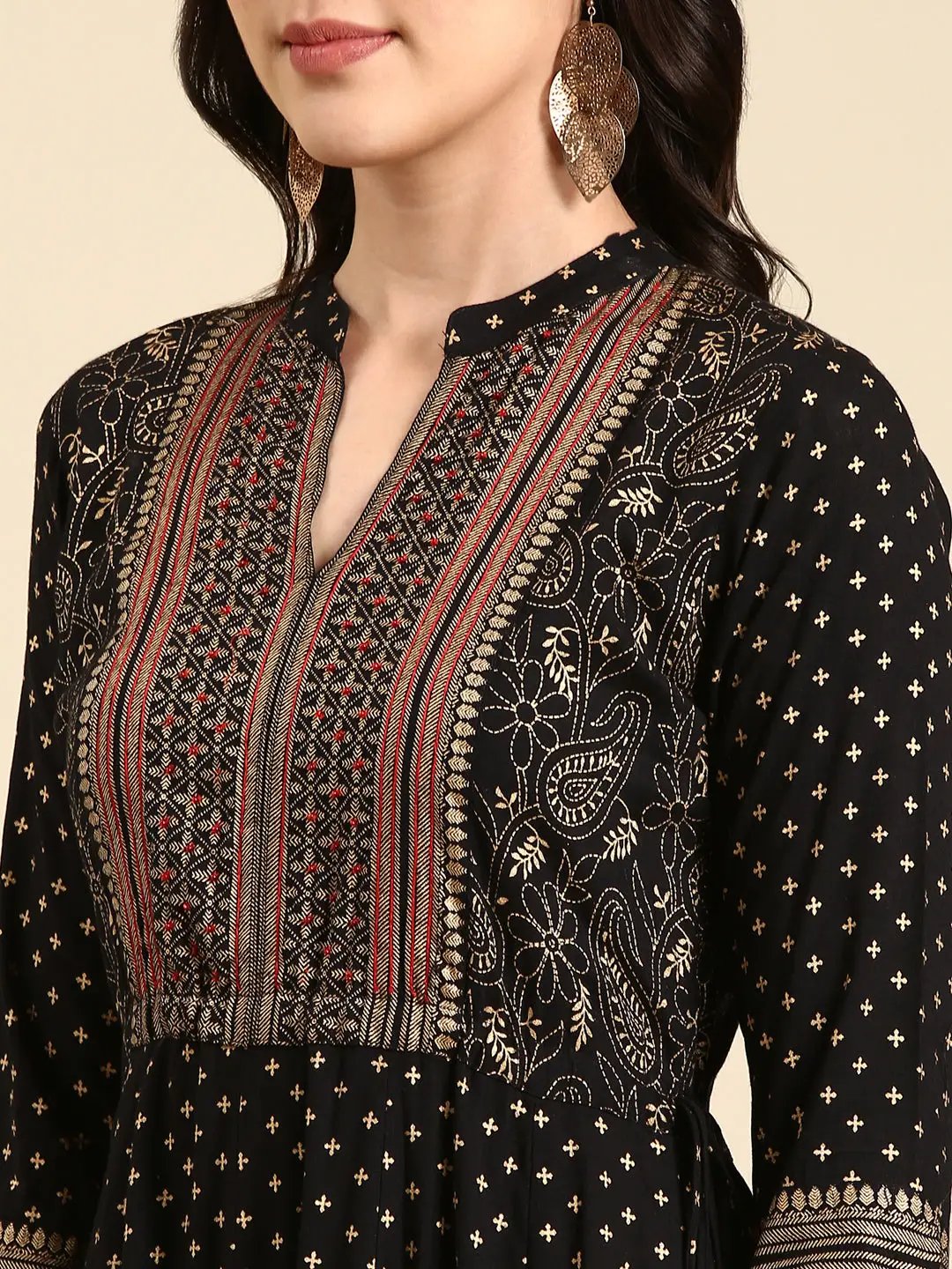 Women's Black Printed Anarkali Kurta