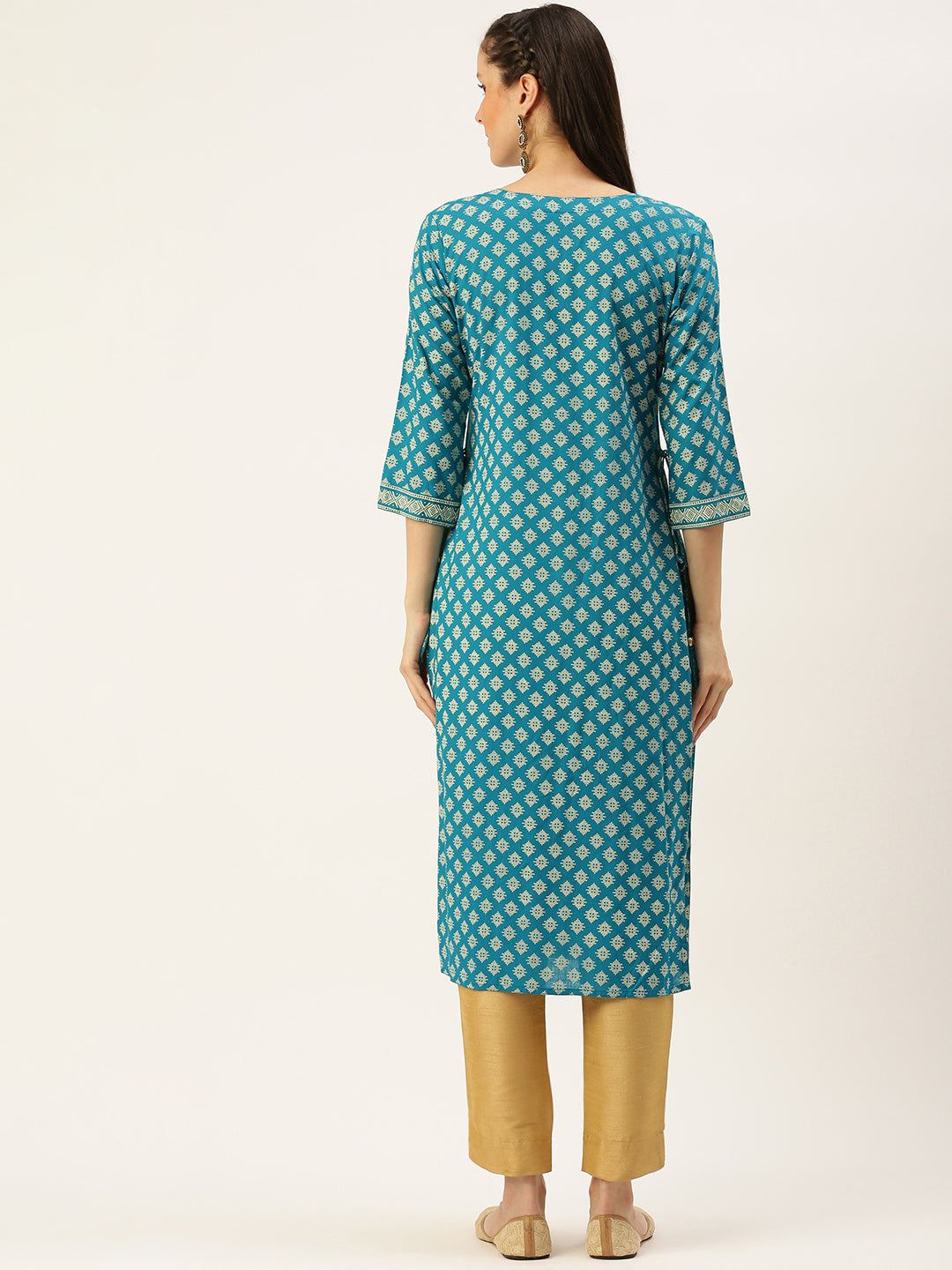 Women's Blue Printed Straight Kurtas